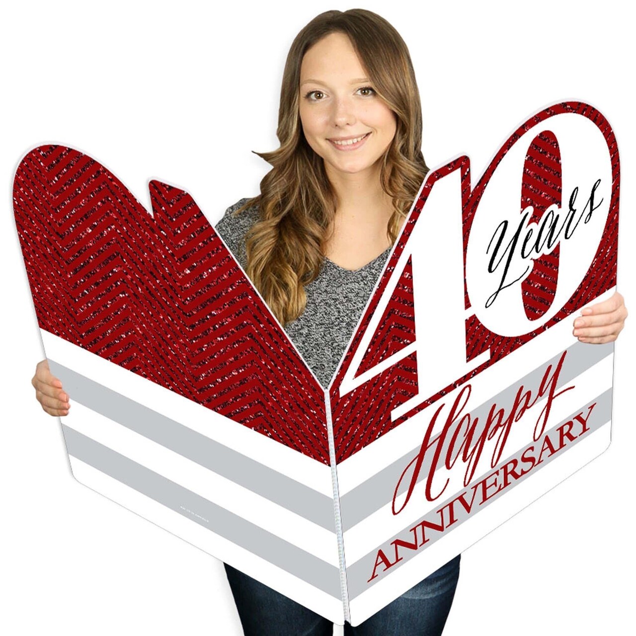 Big Dot of Happiness We Still Do - 40th Wedding Anniversary - Happy Anniversary Giant Greeting Card - Big Shaped Jumborific Card